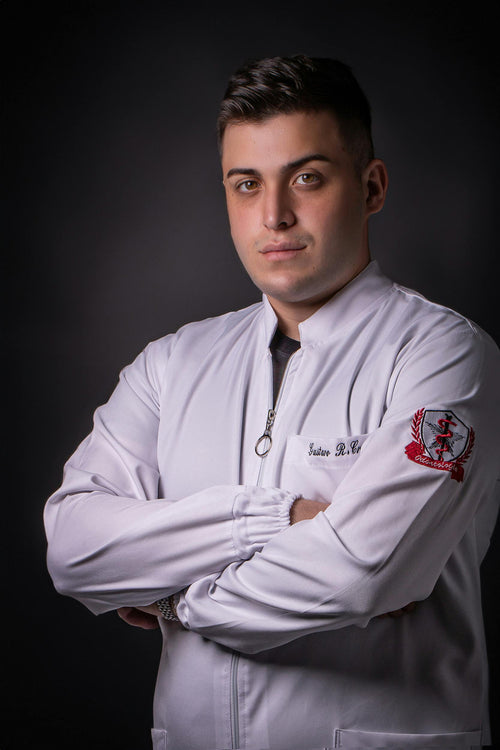 Dr Emad analyzing capsule samples under microscope